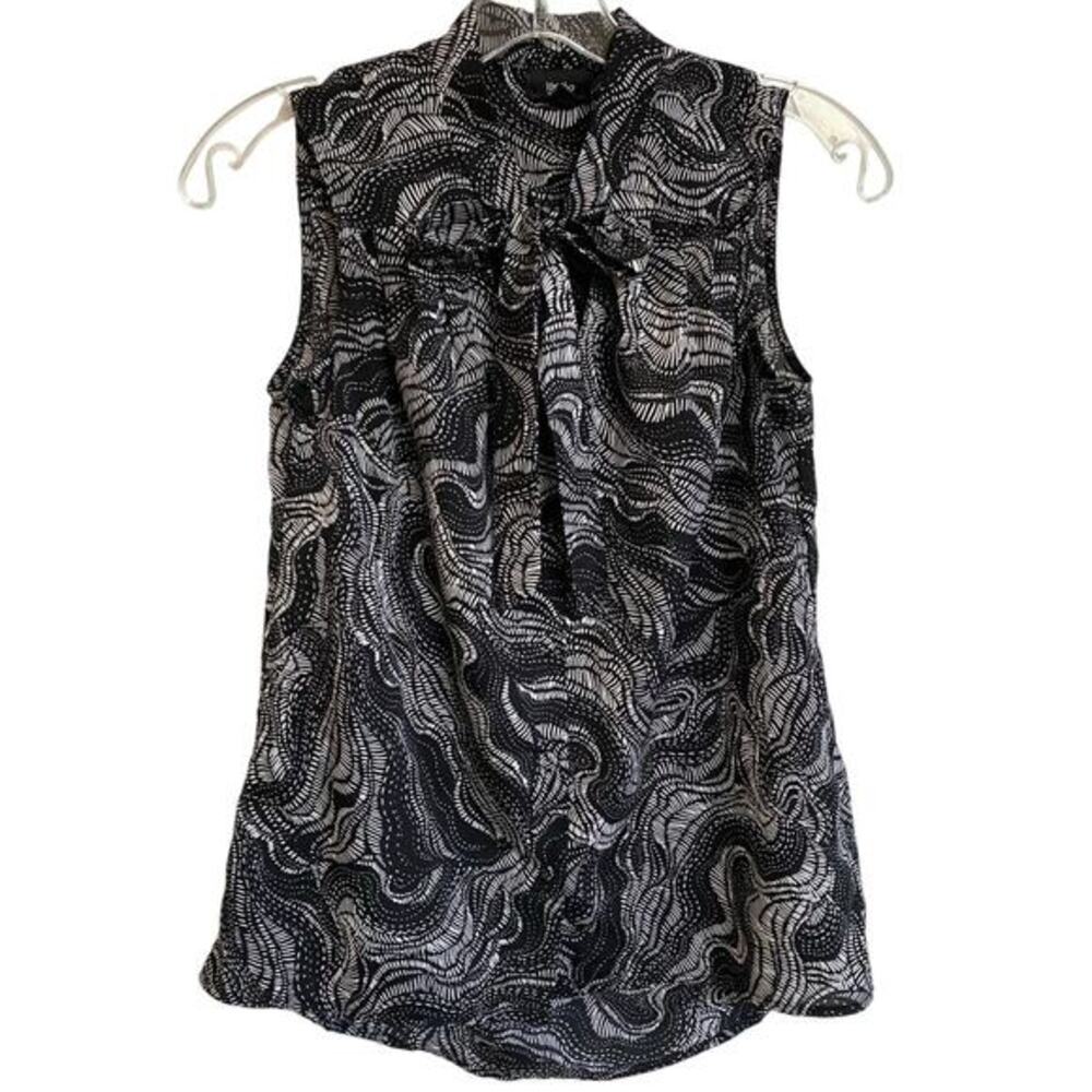 Mossimo‎ Black White Geometric Button-up Tank Top/Career Secretary Blouse - XS